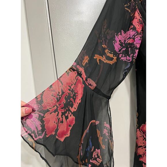 VTG 100% Silk Beaded Tunic Top slip bell sleeves,Whimsical,Y2K grunge size 1X - Picture 2 of 10